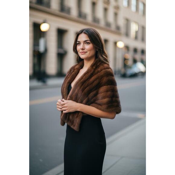 Vintage Fredrick & Nelson Fur Salon Woman's Mink Shawl Silk Lined with Pockets L - Picture 2 of 15